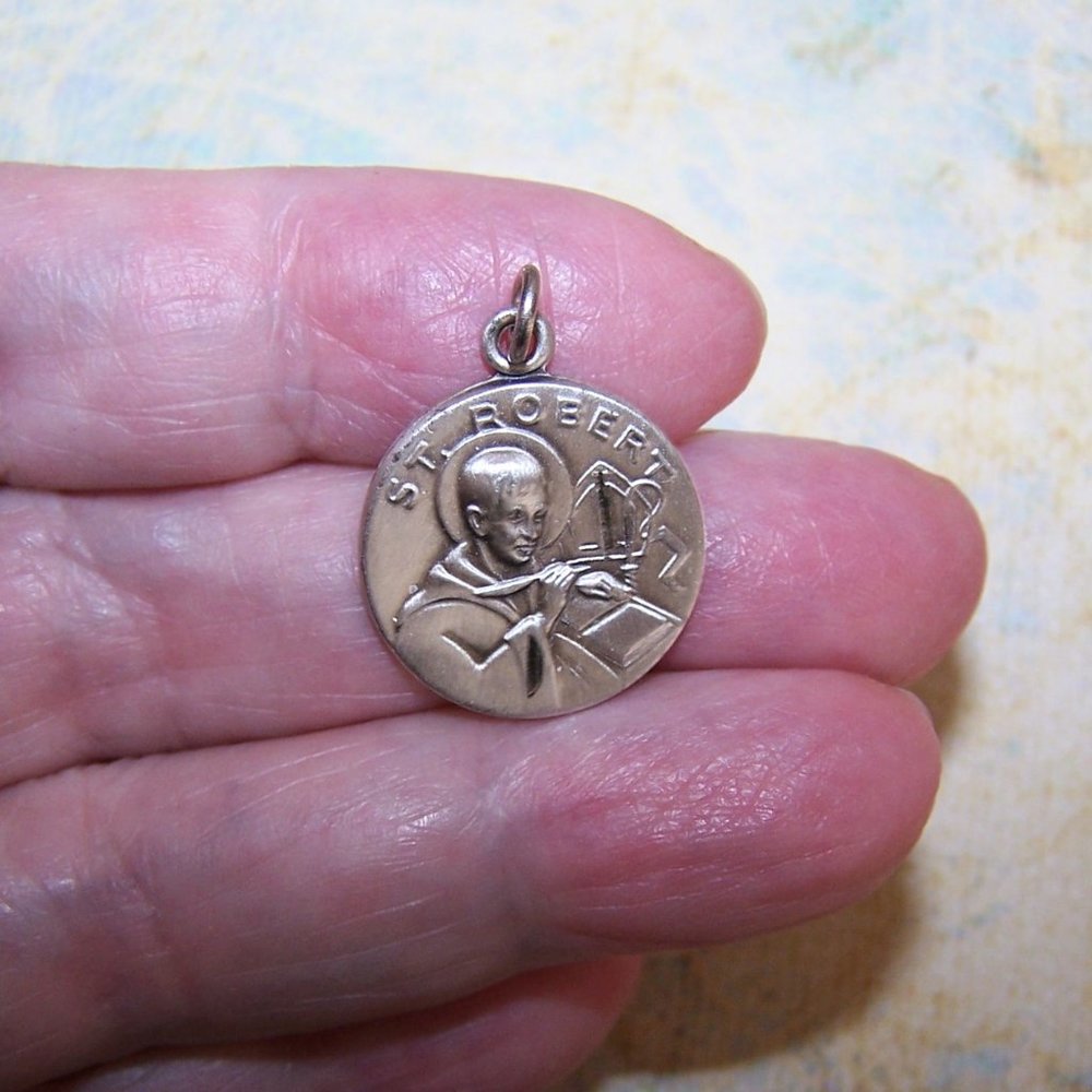 JCC Sterling Silver Religious Pendant or Charm - Saint Robert